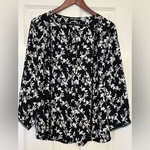 Karl Lagerfeld Black and White Long Sleeve Blouse Size XL